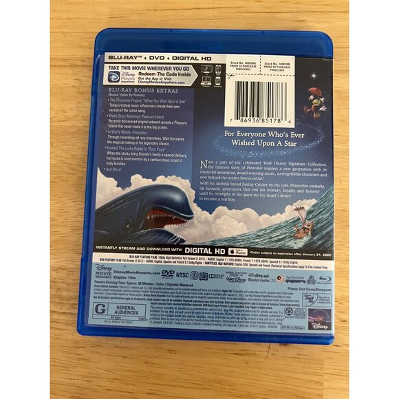 Disney Pinocchio Blu-Ray DVD Digital HD Signature Collection - Picture 4 of 4